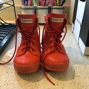 Girls lace up hunter boots like new size 9